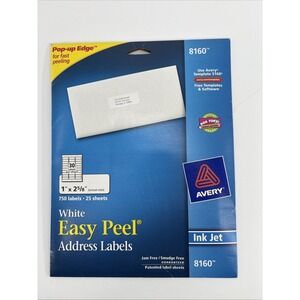 Avery Easy Peel Printable Address Labels 18 Sheets with Sure Feed, 1" x 2-5/8"